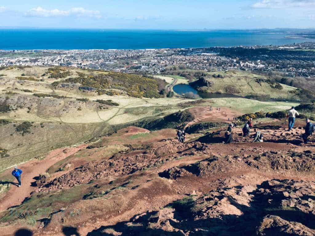 Scenic view from a rocky hillside.