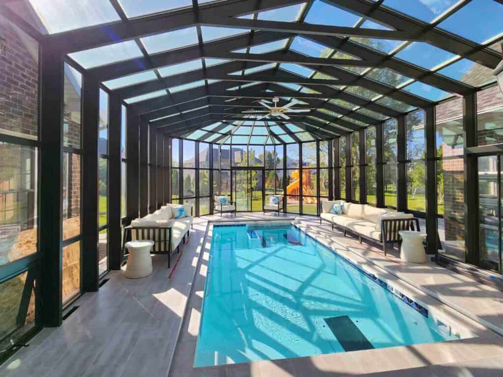 1000 S swim spa glass enclosure