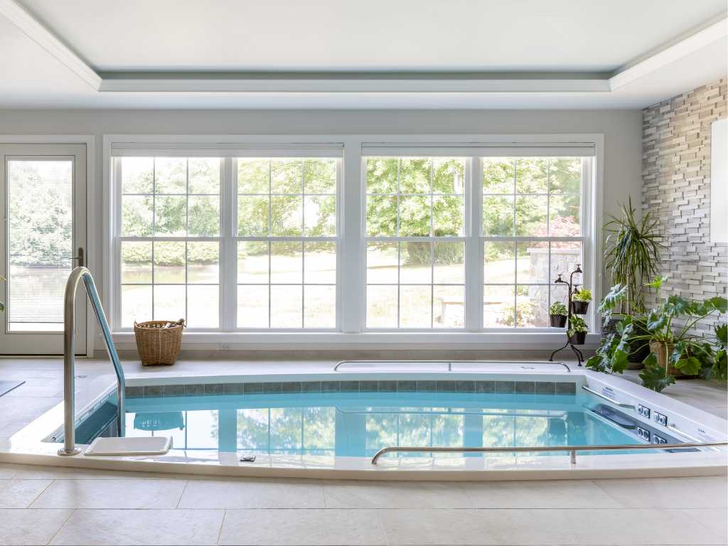 500 OS indoor swim spa with stairs