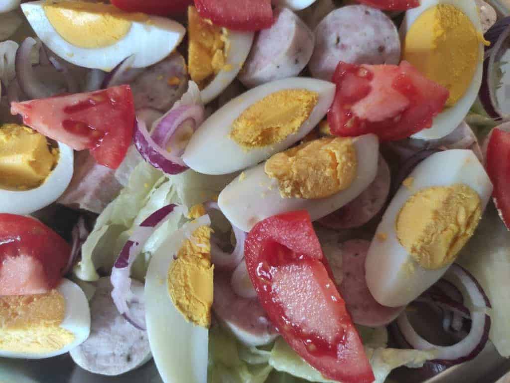 Polish white sausage salad.