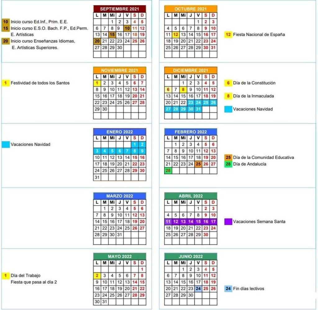 Calendario escolar del curso 2021-2022: inicio de las clases, festivos y vacaciones 1 calendarioescolar2122