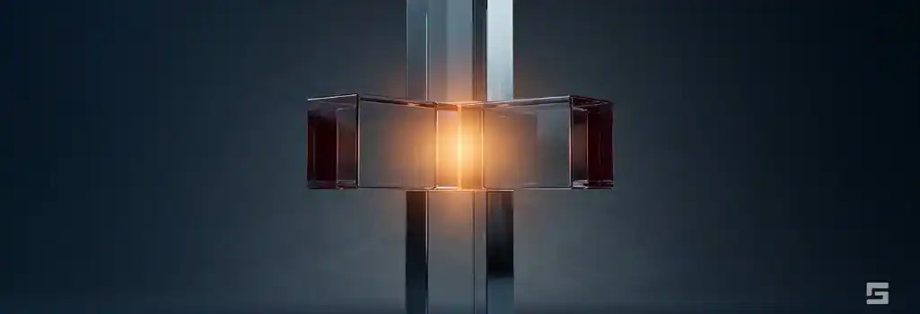 Two intersecting clear glass pillars sharing a comforting amber glow against a charcoal background, representing enduring family connections and loss of consortium. Wrongful death litigation by Grano Law Offices, P.C.