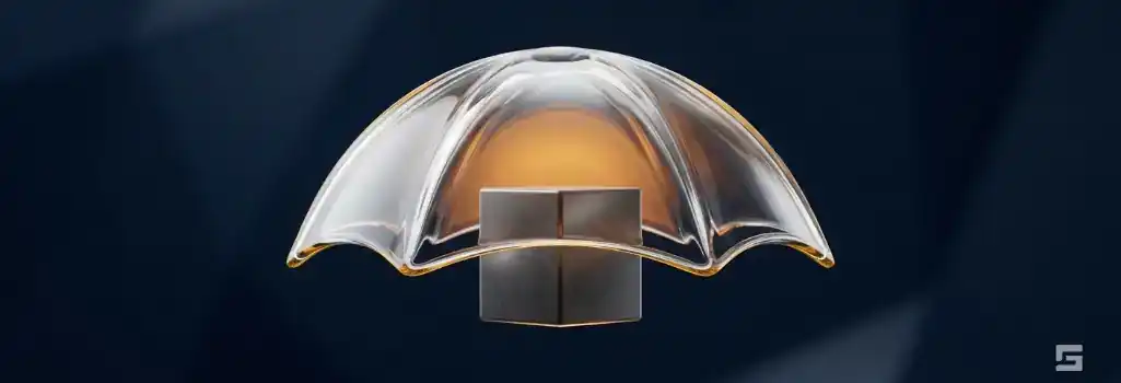 A clear glass canopy providing a protective amber glow over a geometric shape on a navy blue background, representing uninsured motorist coverage. Auto accident legal resources by Grano Law Offices, P.C.