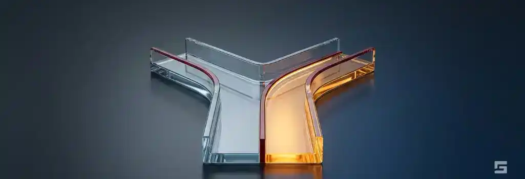 A clear glass diverging path glowing with protective amber light over a reflective surface, symbolizing the legal right to avoid a sobriety checkpoint. Strategic criminal defense resources by Grano Law Offices, P.C.