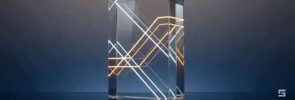 A massive clear glass block intersected by glowing amber and white regulatory lines, representing the impact of complex trucking laws on commercial accidents. High-stakes personal injury representation from Grano Law Offices, P.C.