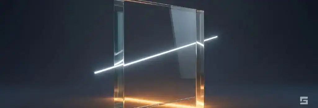 A solid clear glass wall intersected by a glowing white line on a navy background, symbolizing constitutional boundaries during a traffic stop. Roadside rights and criminal defense resources from Grano Law Offices, P.C.