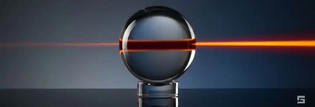 A clear glass sphere on a pedestal illuminated by a strict amber and maroon red light over a reflective surface, symbolizing the immediate legal impact of a first-time DUI charge. Strategic criminal defense resources by Grano Law Offices, P.C.