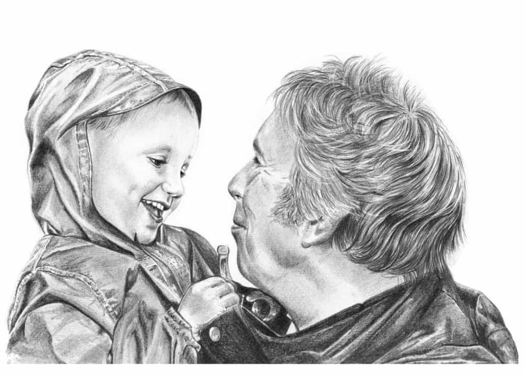 Family Portraits - Pencil Sketch Drawings of Families for Sale