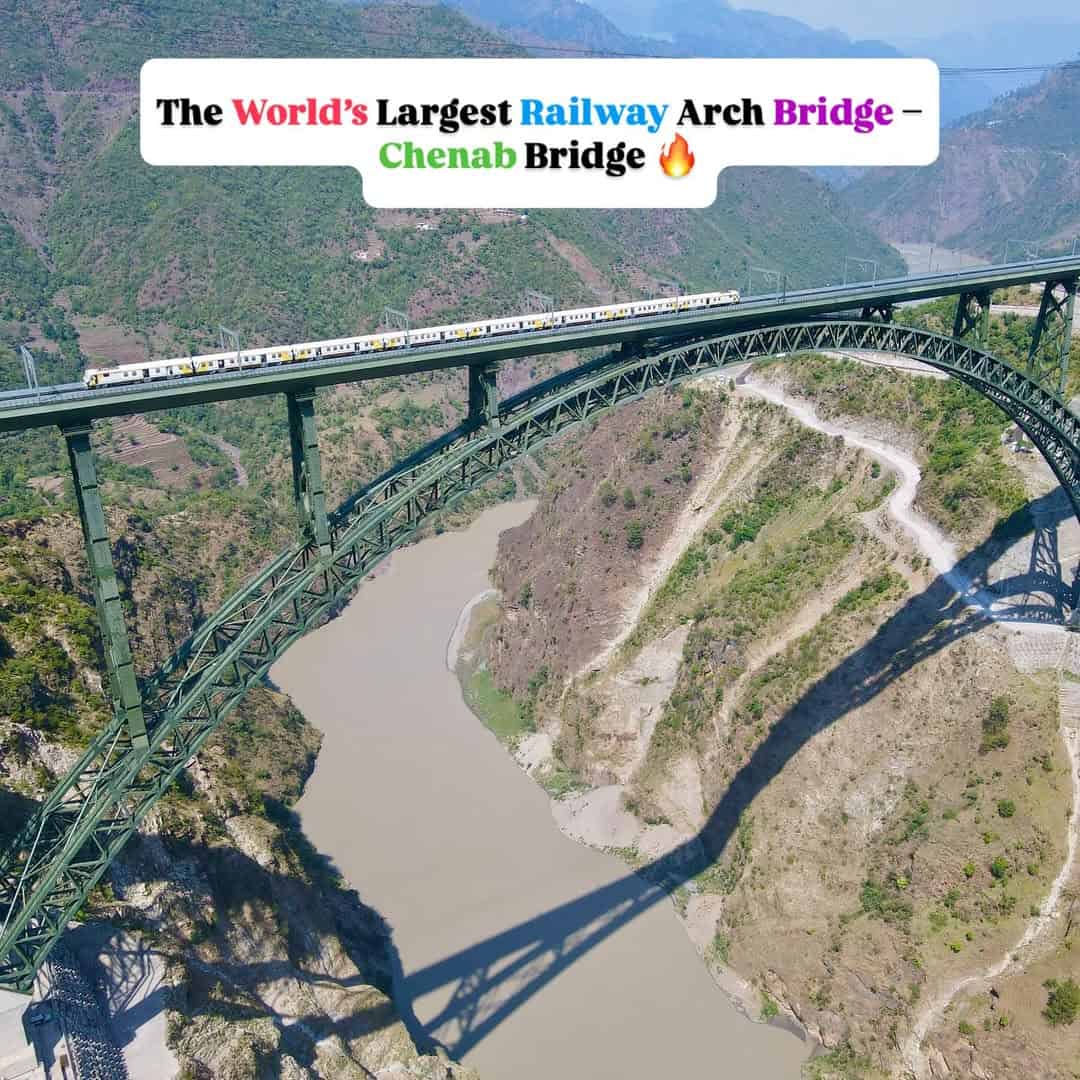 Vande Bharat Crosses Chenab Bridge: A Historic Leap in Indian Railways Chenab Bridge & Train Passing on a Bridge
