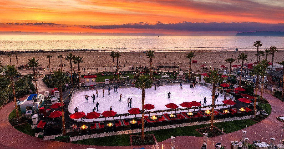 Outdoor ice skating in Coronado San Diego during winter