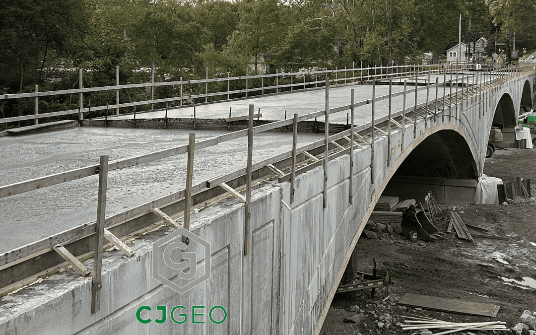 CJFill-Ultra Lightweight cellular concrete being placed over an arch bridge.
