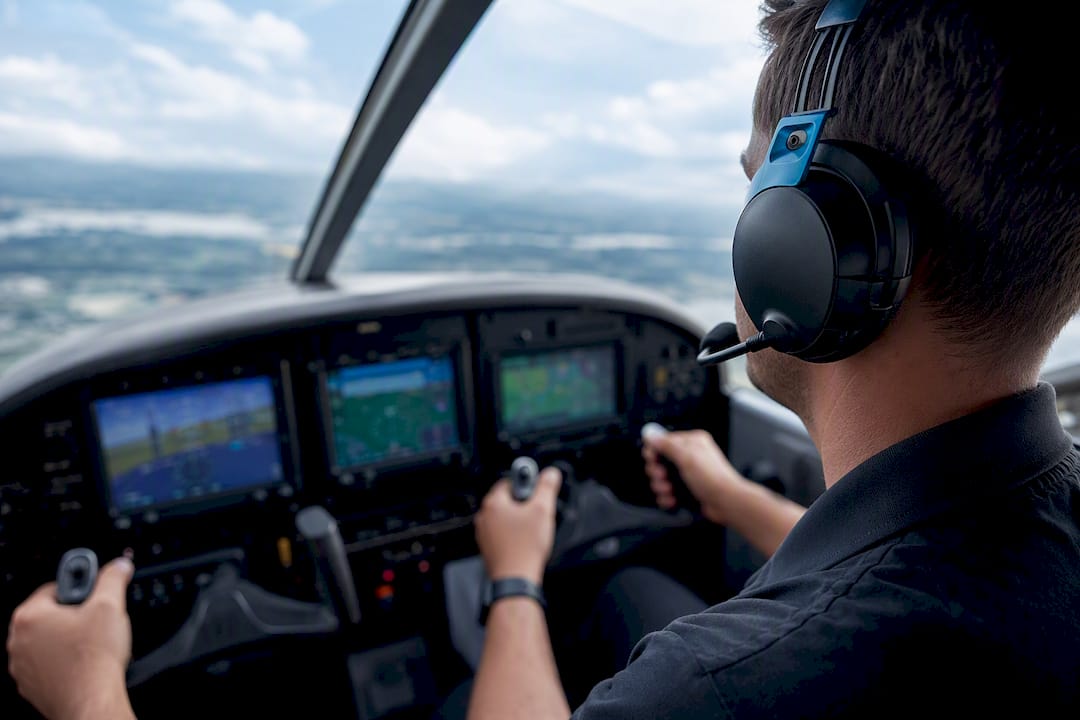 Pilot flying an instrument approach during checkride