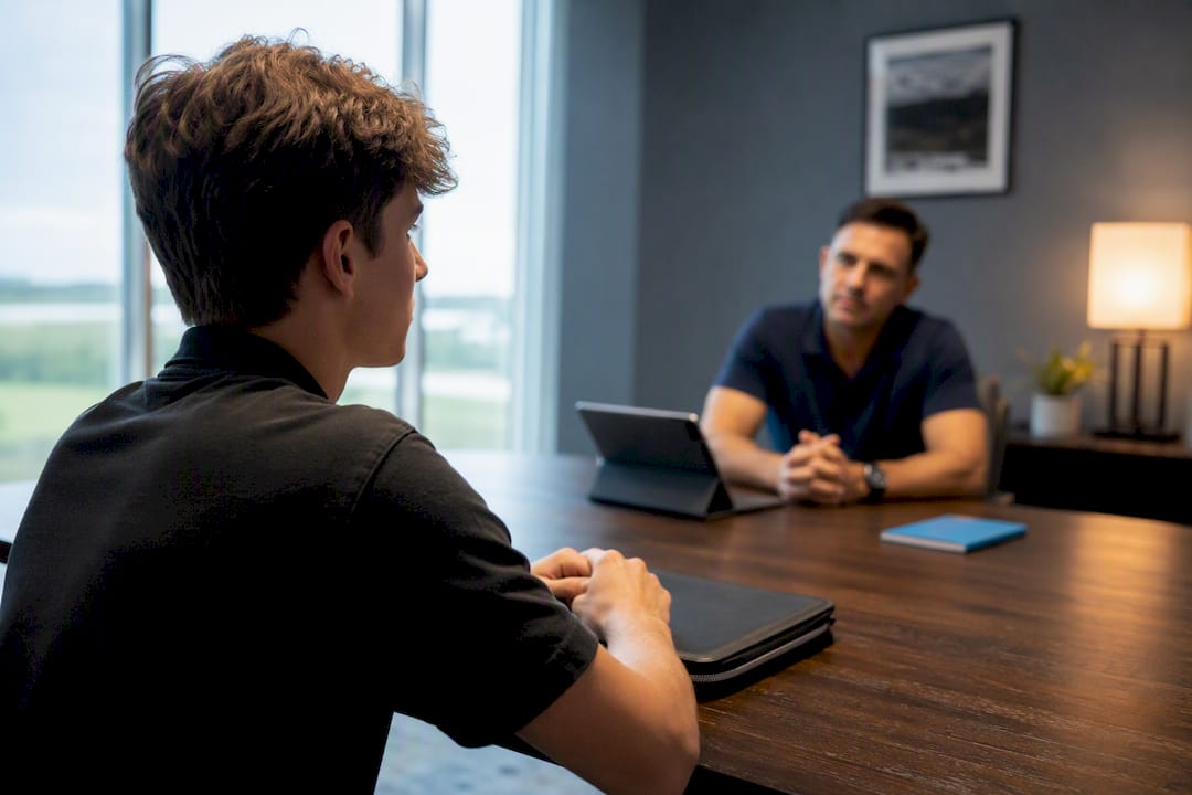 Student pilot answering a mock oral question