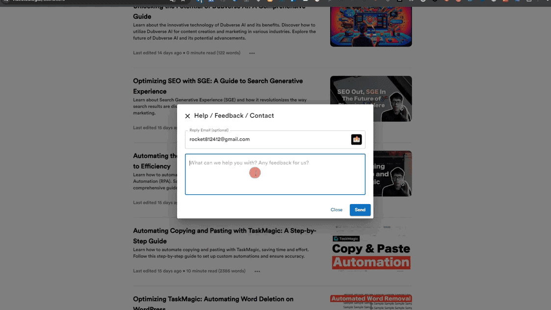 VideoToBlogの使い方:YouTube動画からブログ記事を作るAIツール VideoToBlogを使っていて不満や気になることがあればフィードバックを気軽に送ることができます