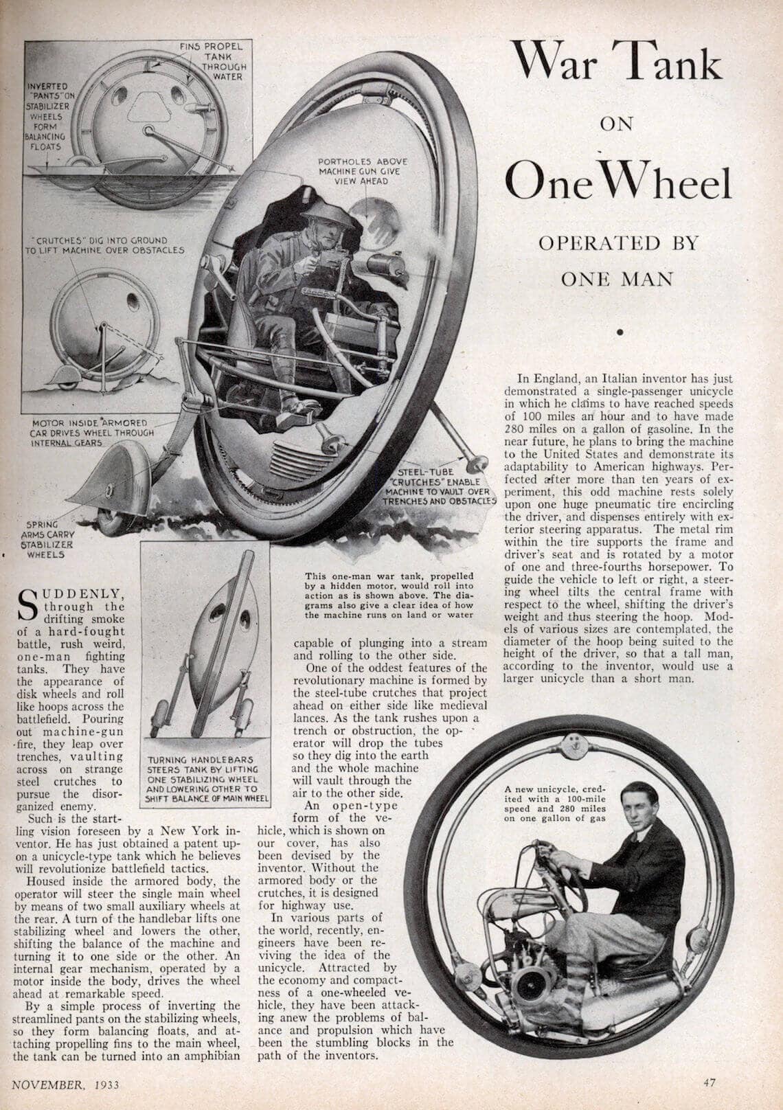 monowheel with guns