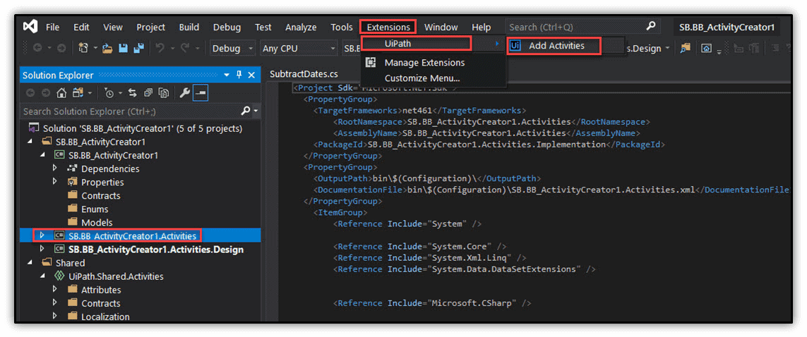 How to create custom activities in UiPath
