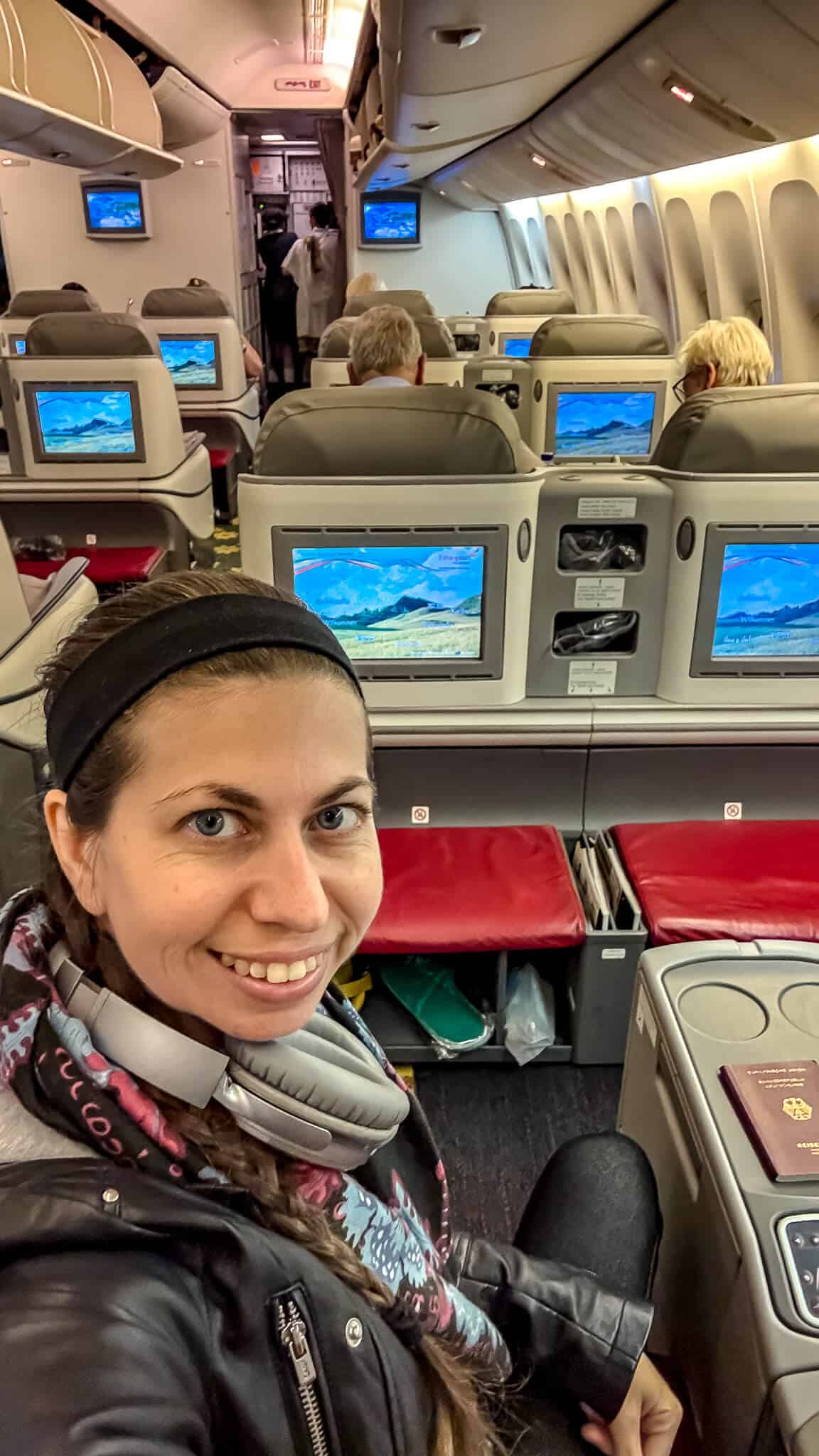 Barbara in der Ethiopian Air Business Class