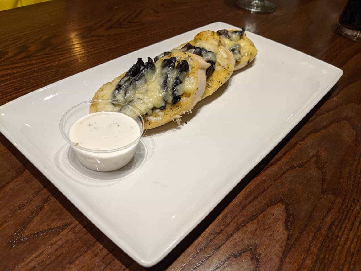 loaded garlic bread with grilled mushrooms and cheese