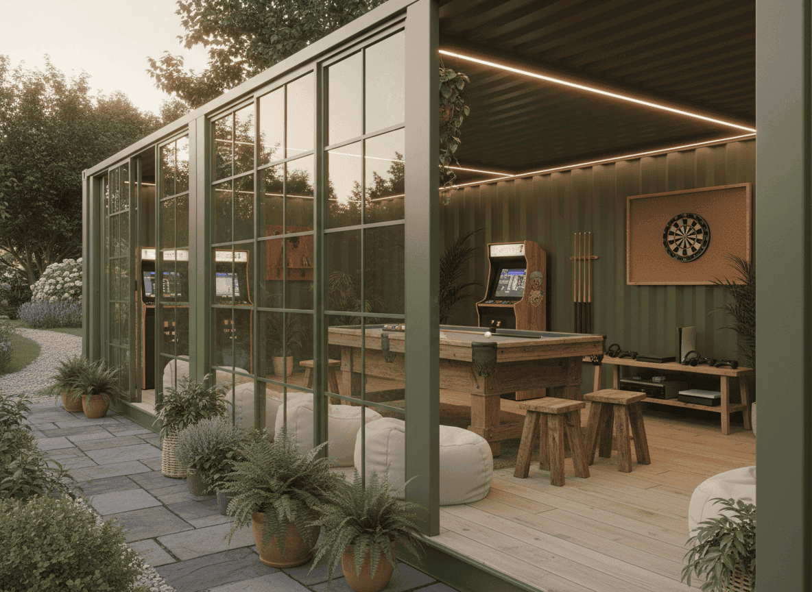 Cool Backyard Man Cave Ideas - shipping container games room