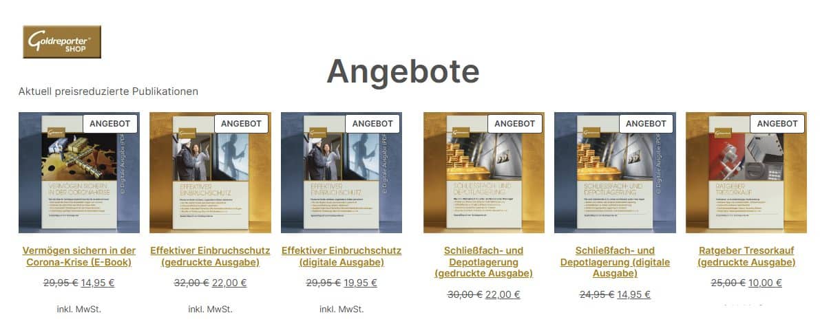 Goldreporter-Shop, Gold-Bücher, E-Books