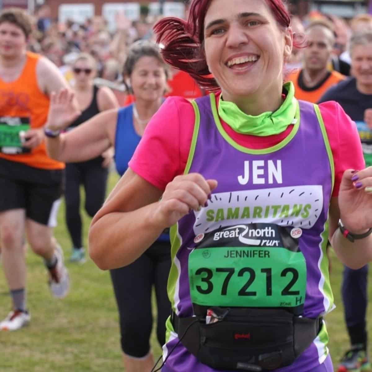 Jen running in the great north run.