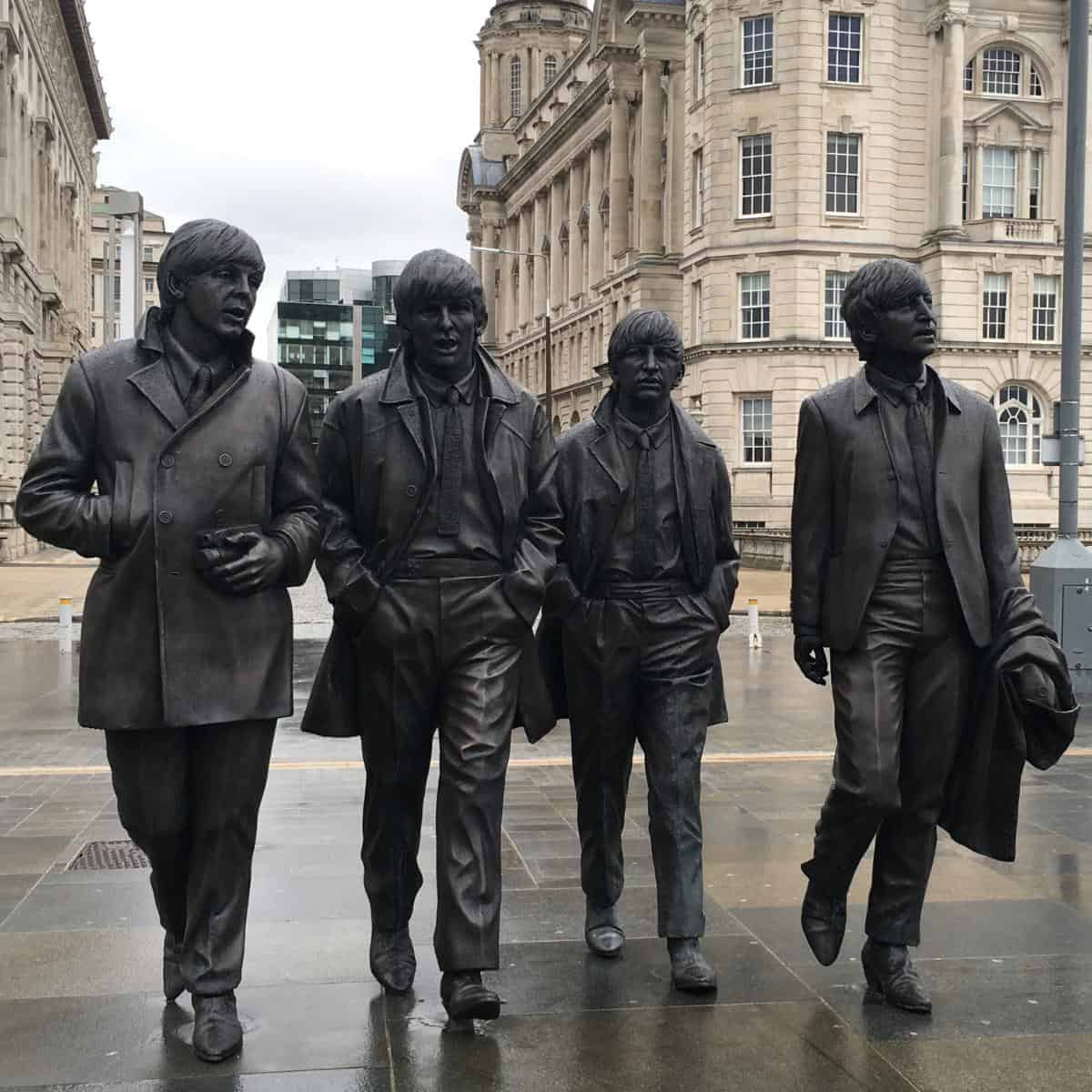 a statue in Liverpool of the Beatles