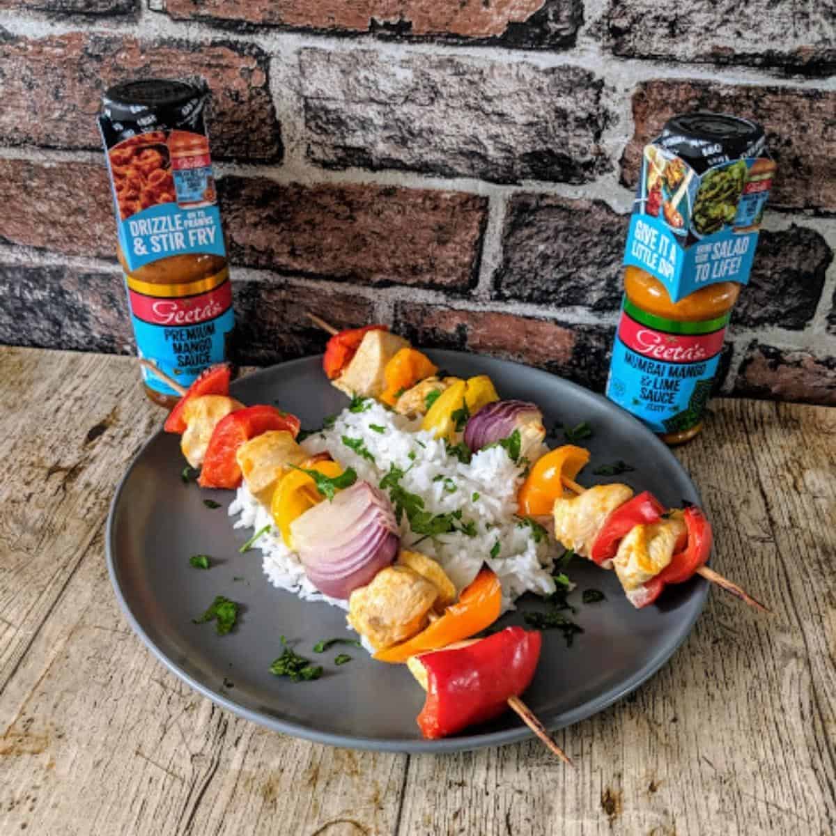 kebabs made with Geetas sauces