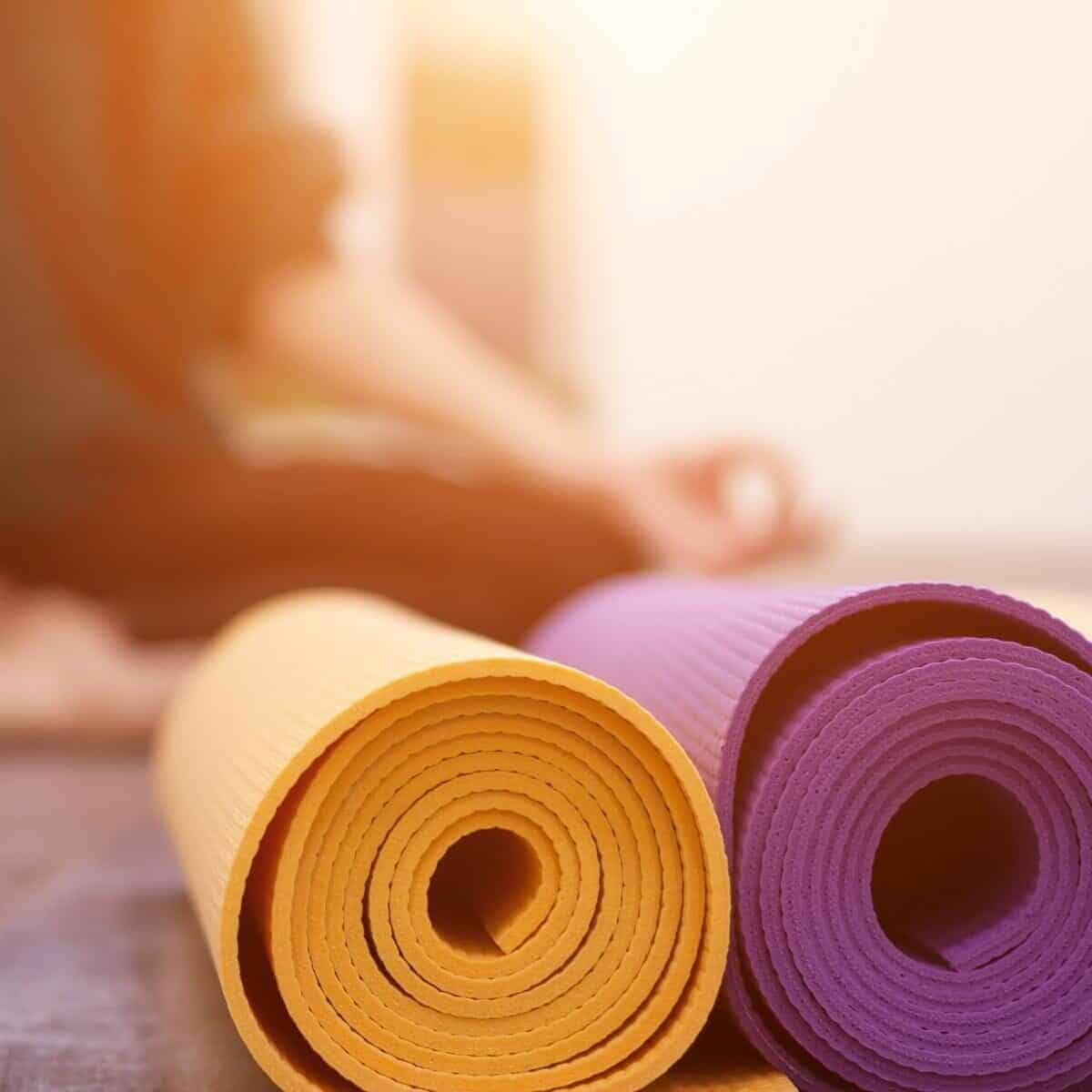 yoga mats outside