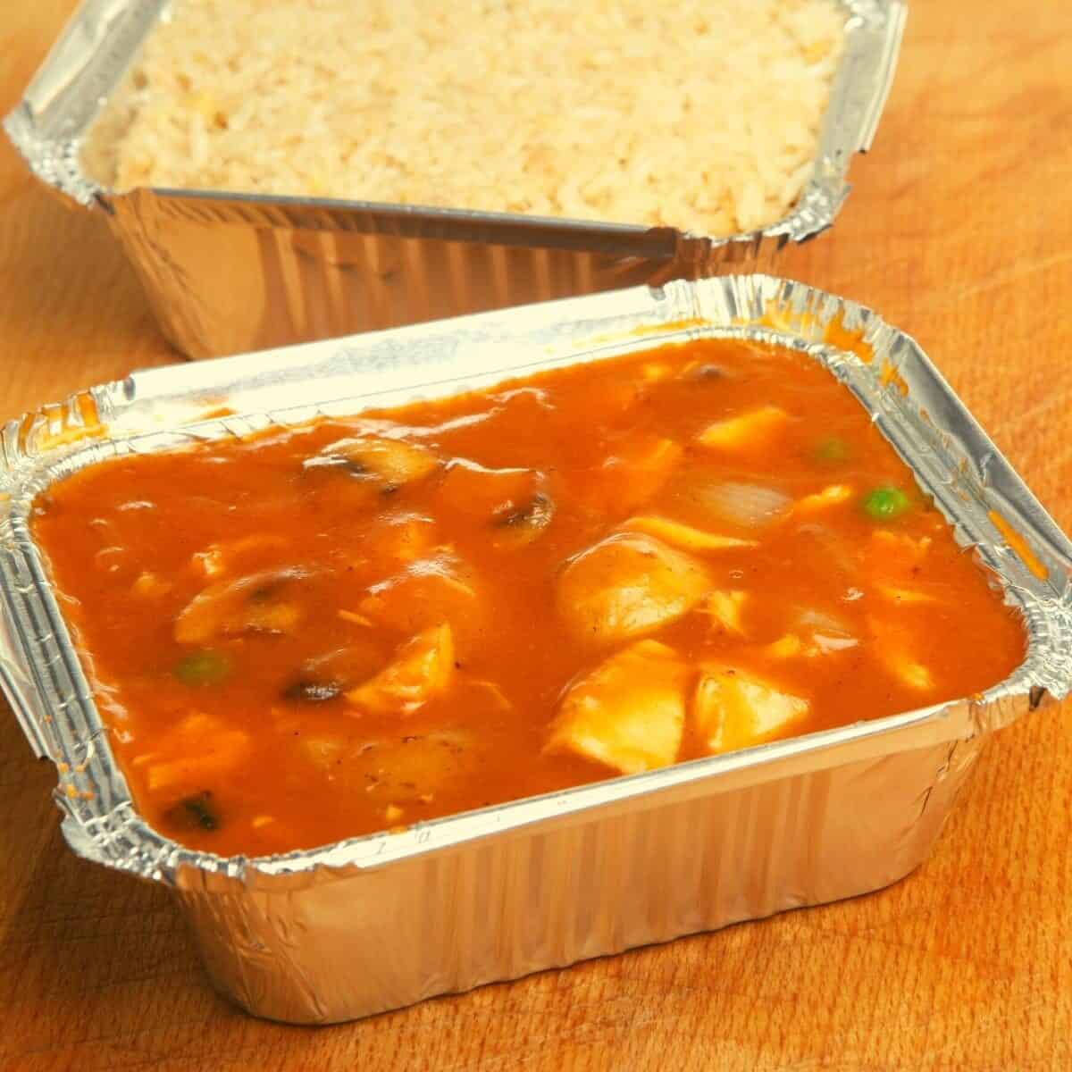 chinese takeaway in foil carton