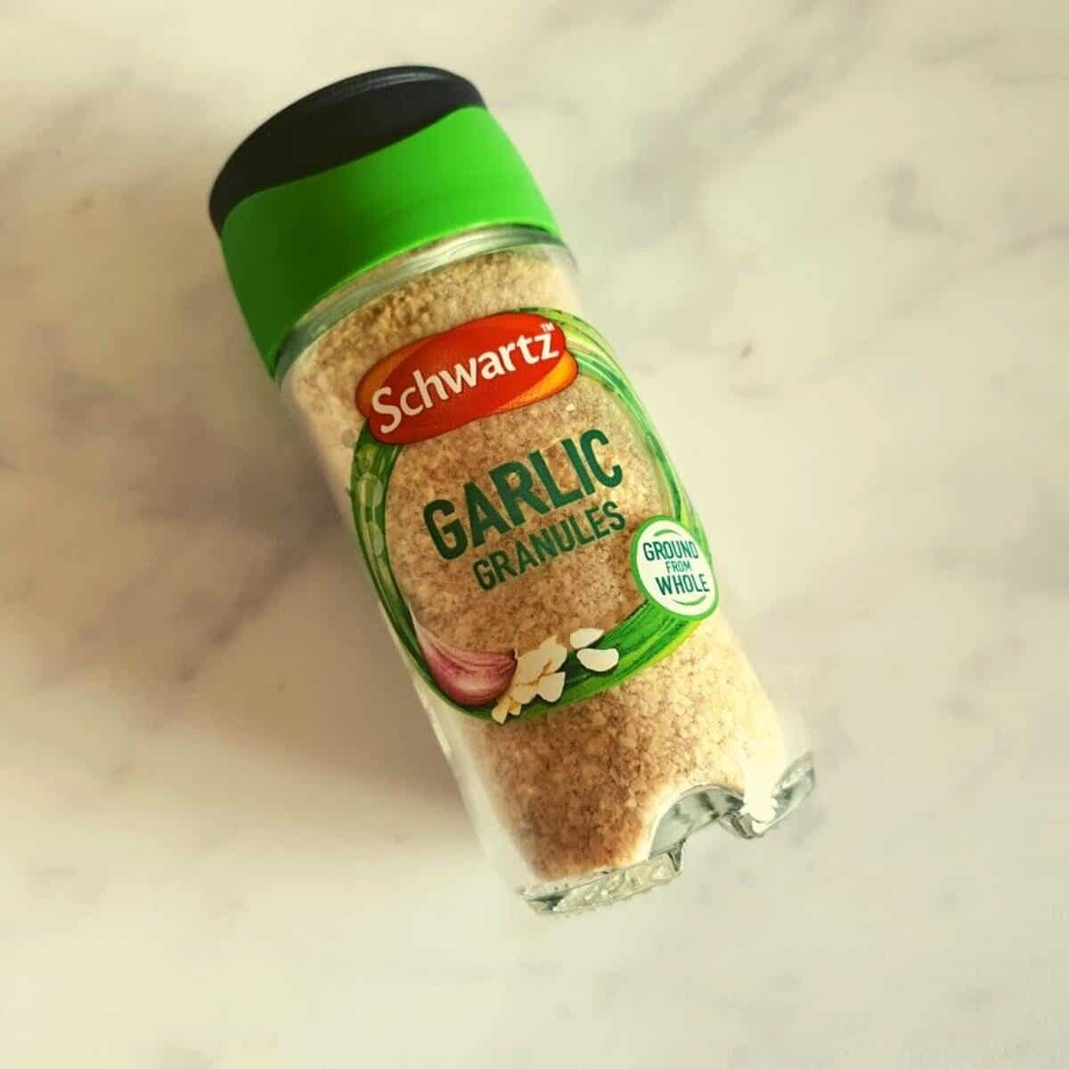 Jar of schwartz garlic granules