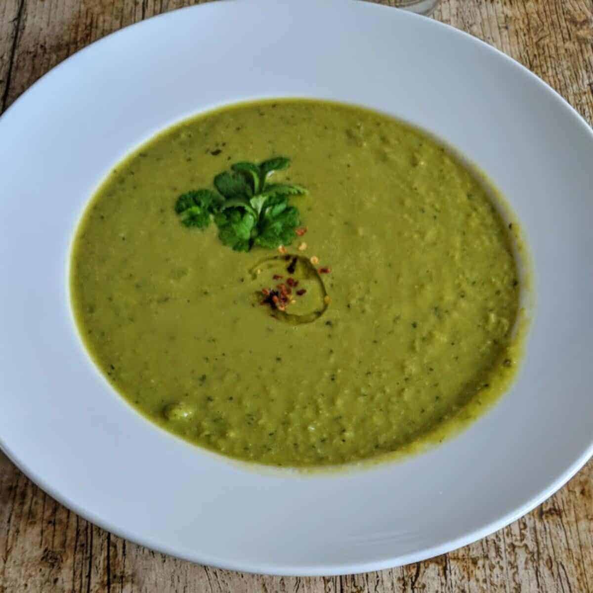 Pea and coconut soup