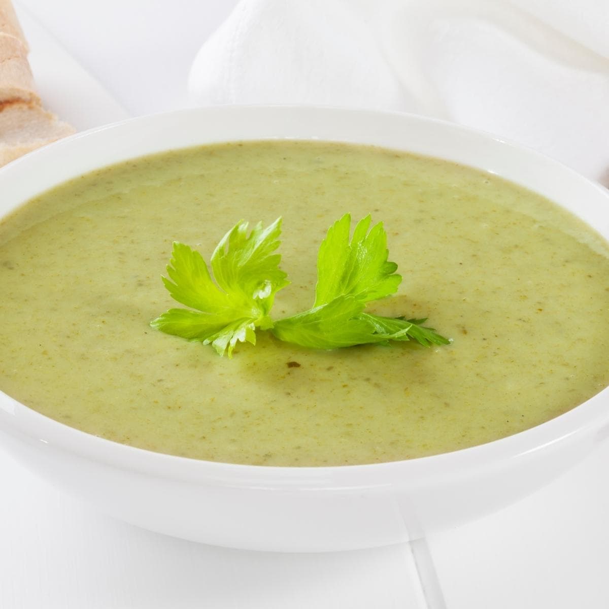 celery soup in white bowl syn free on slimming world