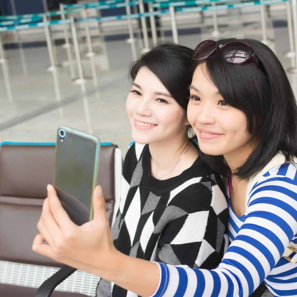 ladies taking selfie