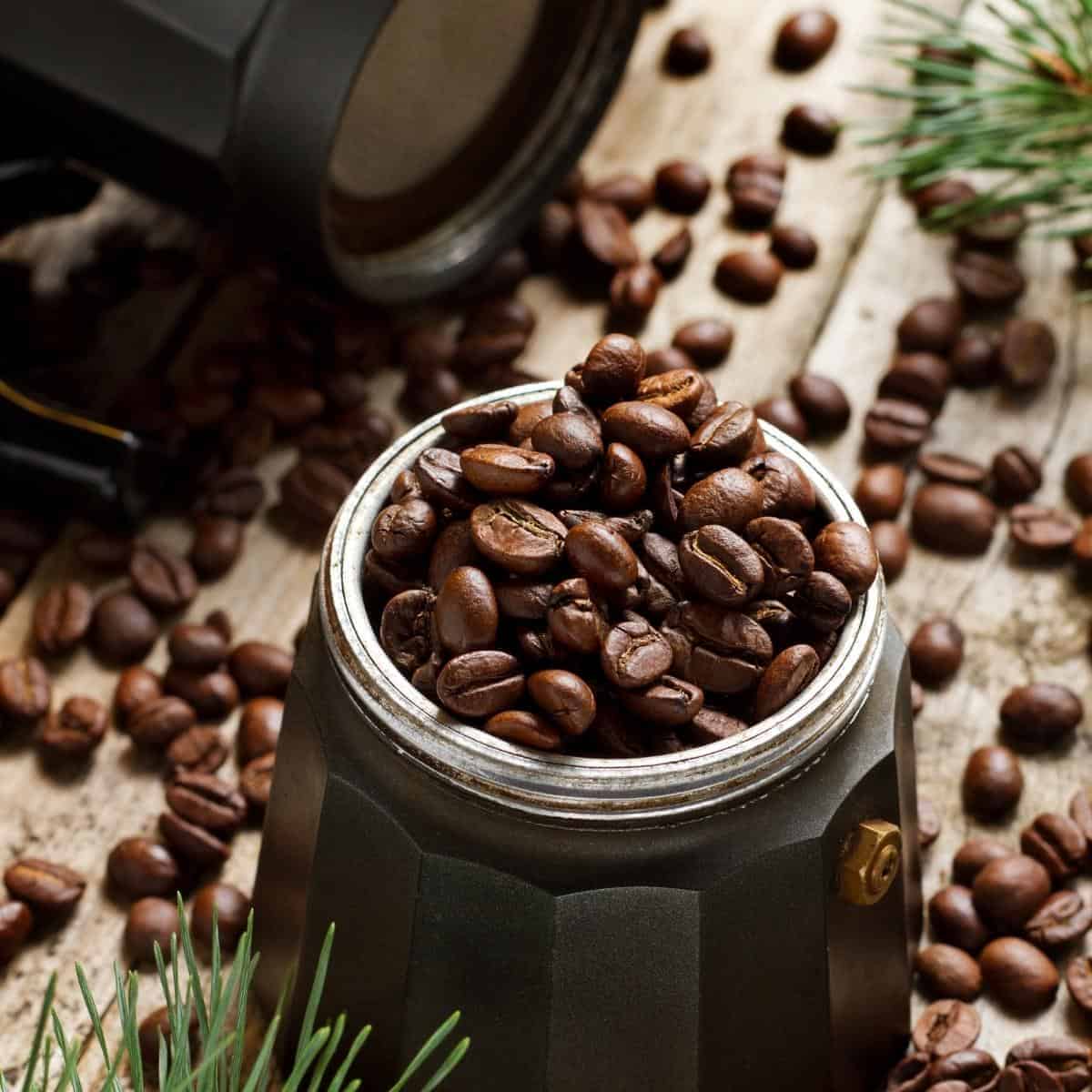 Coffee beans in a coffee maker