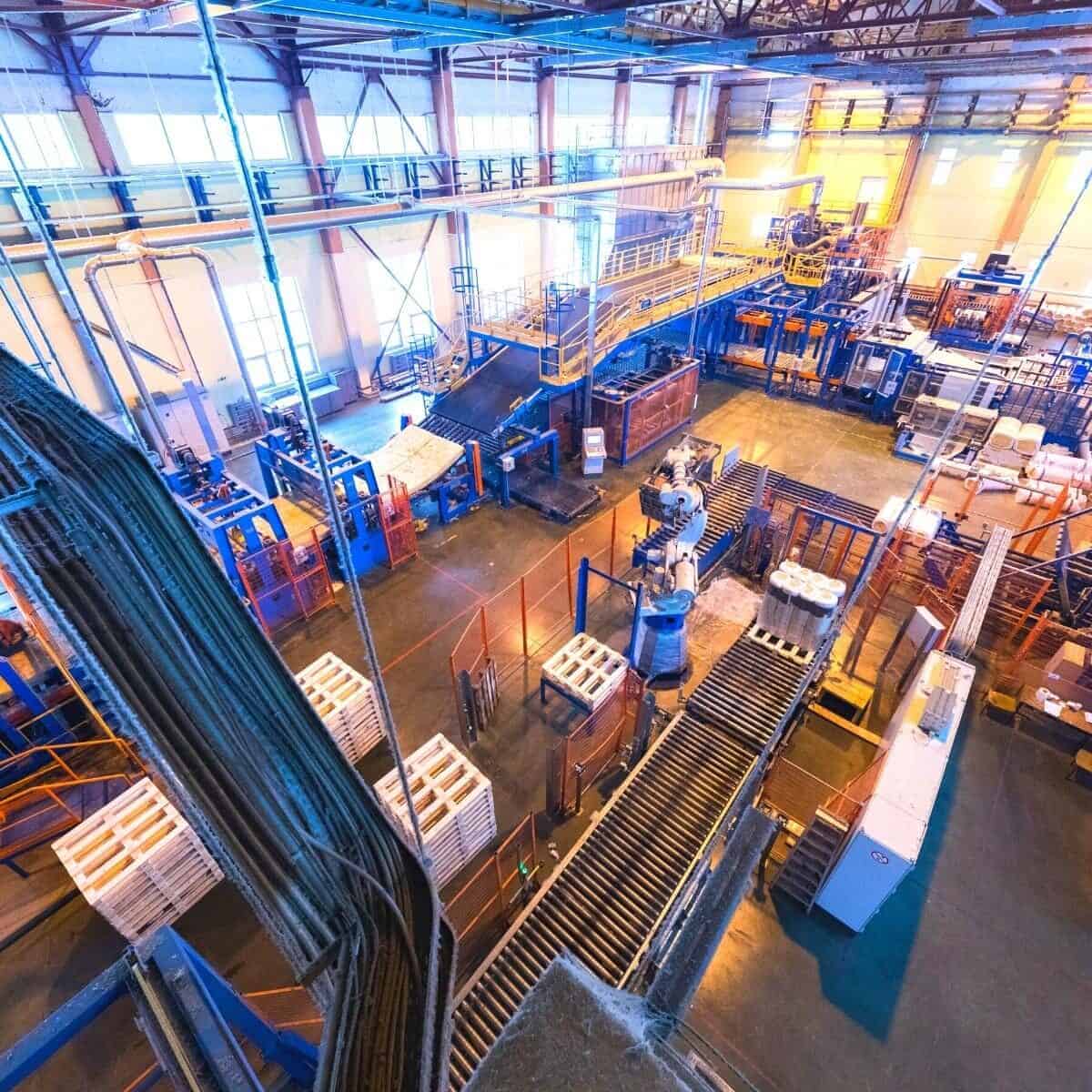 factory from an aerial view of the inside.
