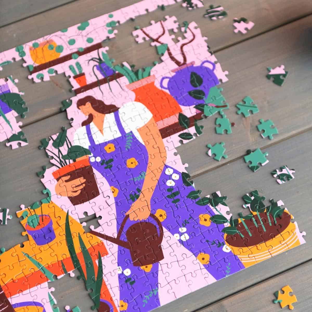 part completed jigsaw puzzle