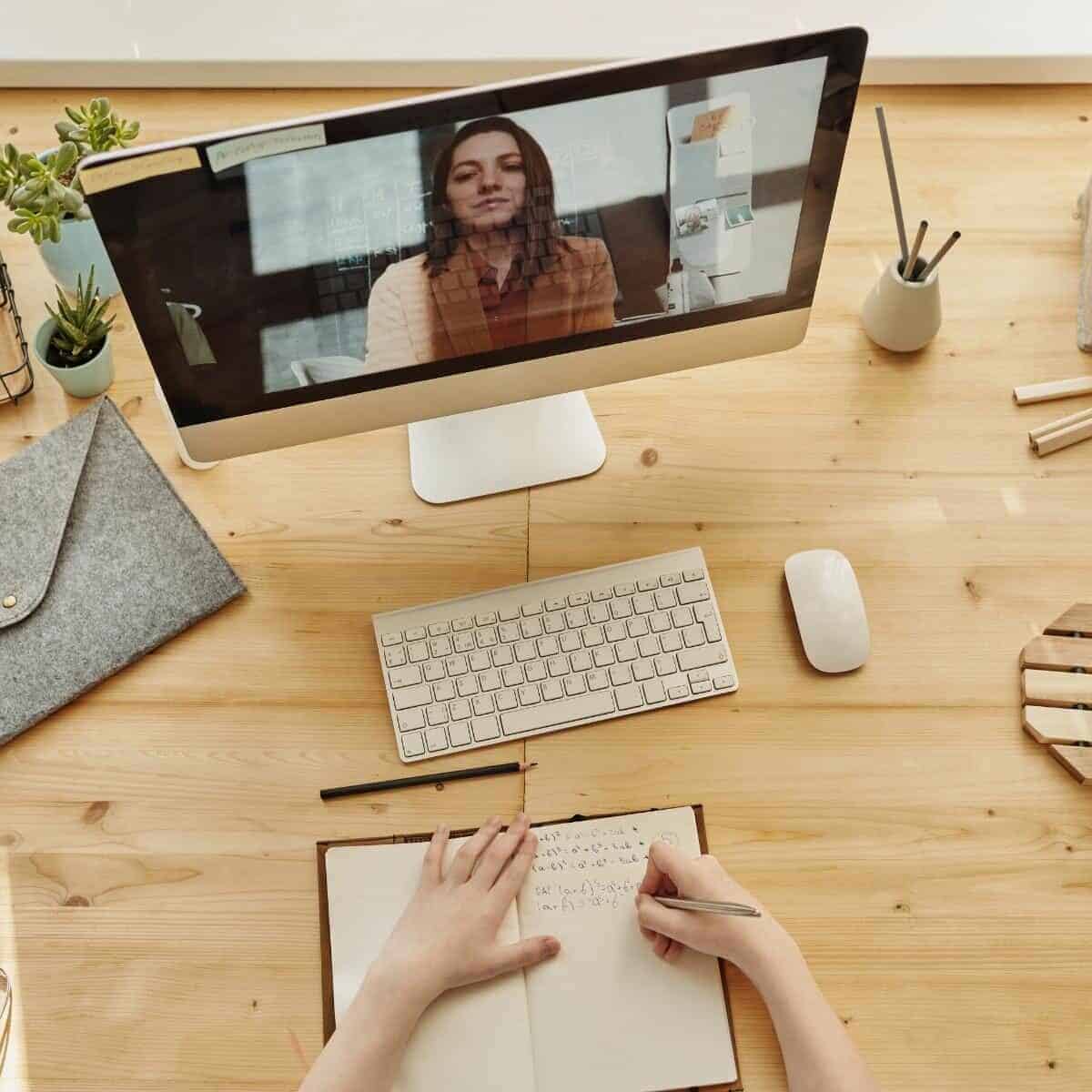 teacher on computer