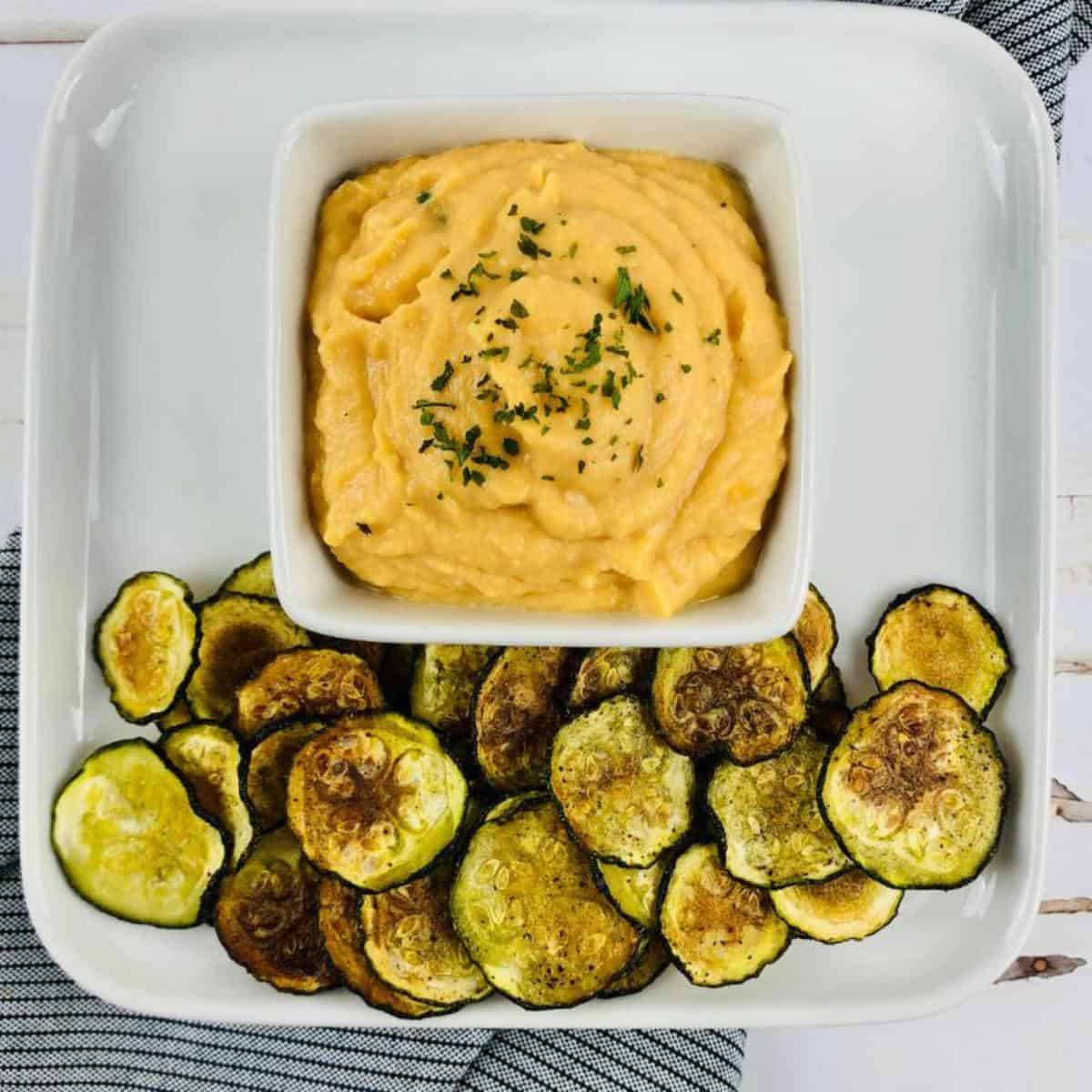 sweet potato hummus and zucchini chips