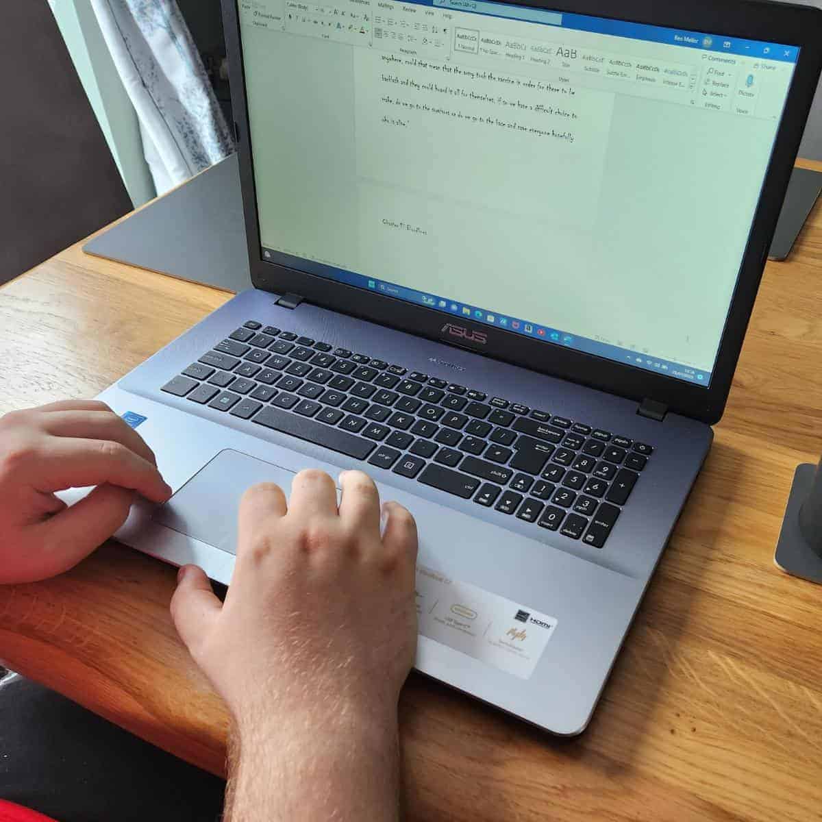 laptop on dining table