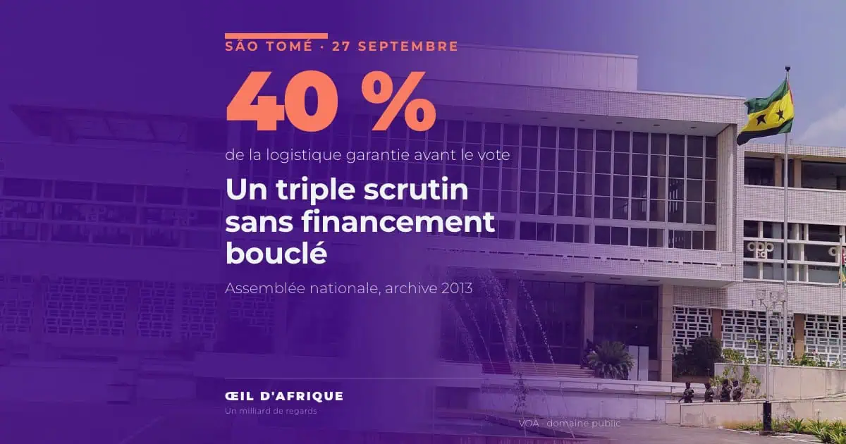 Le bâtiment de l'Assemblée nationale à São Tomé, dont les 55 sièges sont en jeu aux élections à São Tomé du 27 septembre 2026