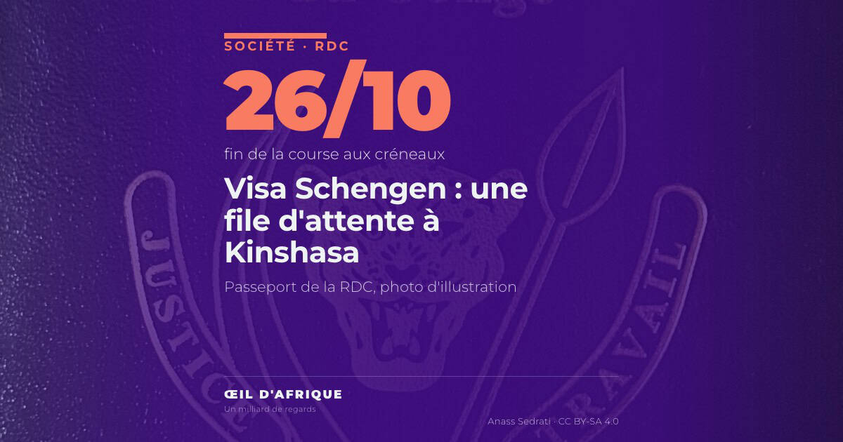 Couverture d'un passeport de la République démocratique du Congo, document au cœur des demandes de visa Schengen à Kinshasa