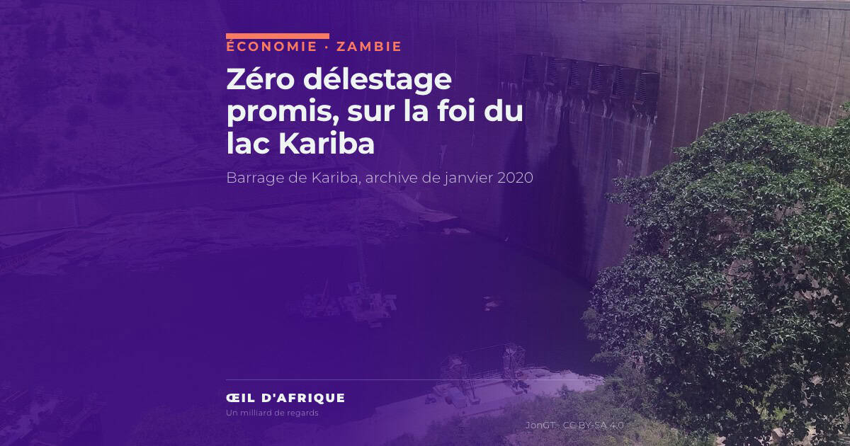 Mur du barrage de Kariba et ses vannes au-dessus du Zambèze, réservoir dont dépend la promesse de zéro délestage en Zambie