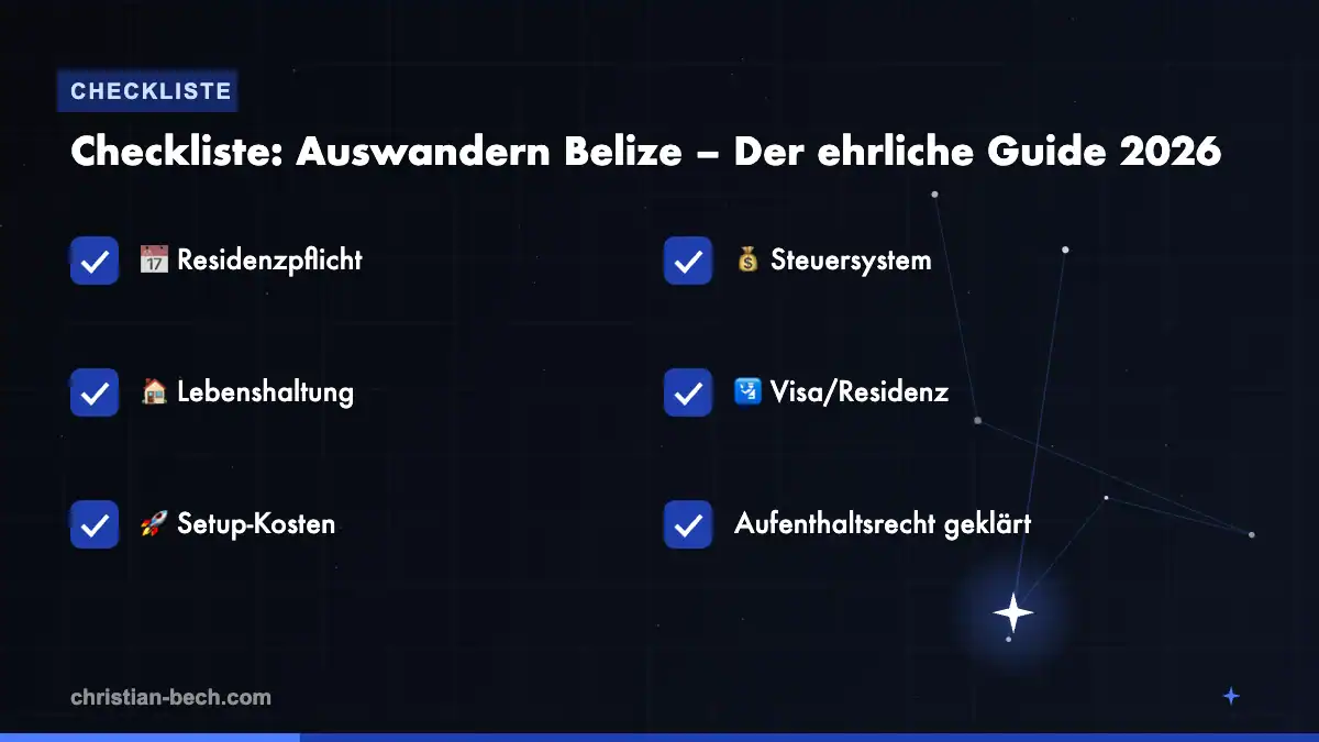 Auswandern Belize – Der ehrliche Guide 2026: Checkliste