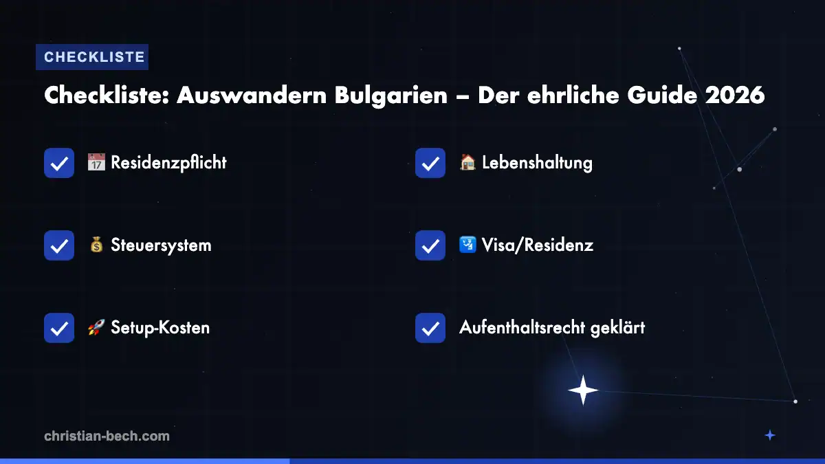 Auswandern Bulgarien – Der ehrliche Guide 2026: Checkliste