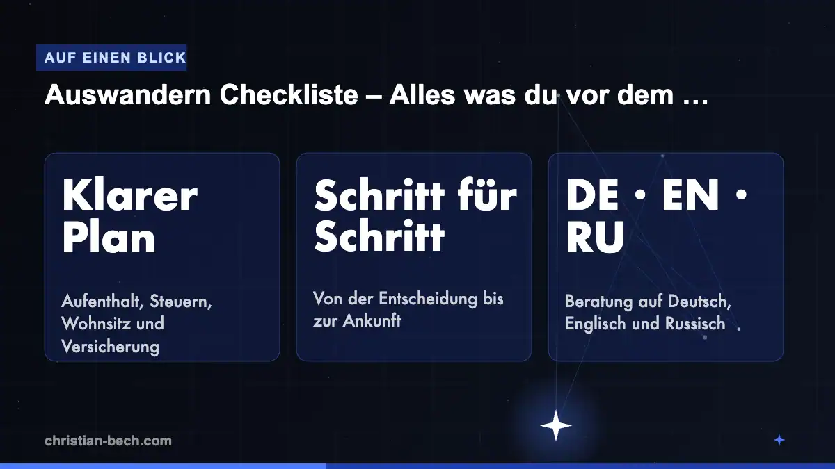 Auswandern Checkliste – Alles was du vor dem Wegzug tun musst: Fakten und Markt