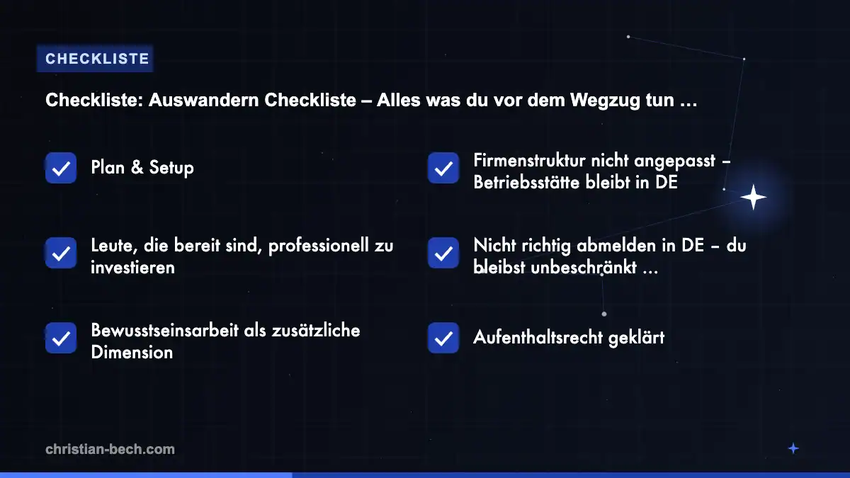 Auswandern Checkliste – Alles was du vor dem Wegzug tun musst: Checkliste