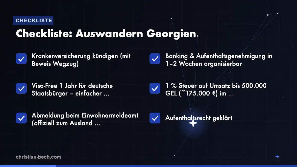 Auswandern Georgien: Checkliste