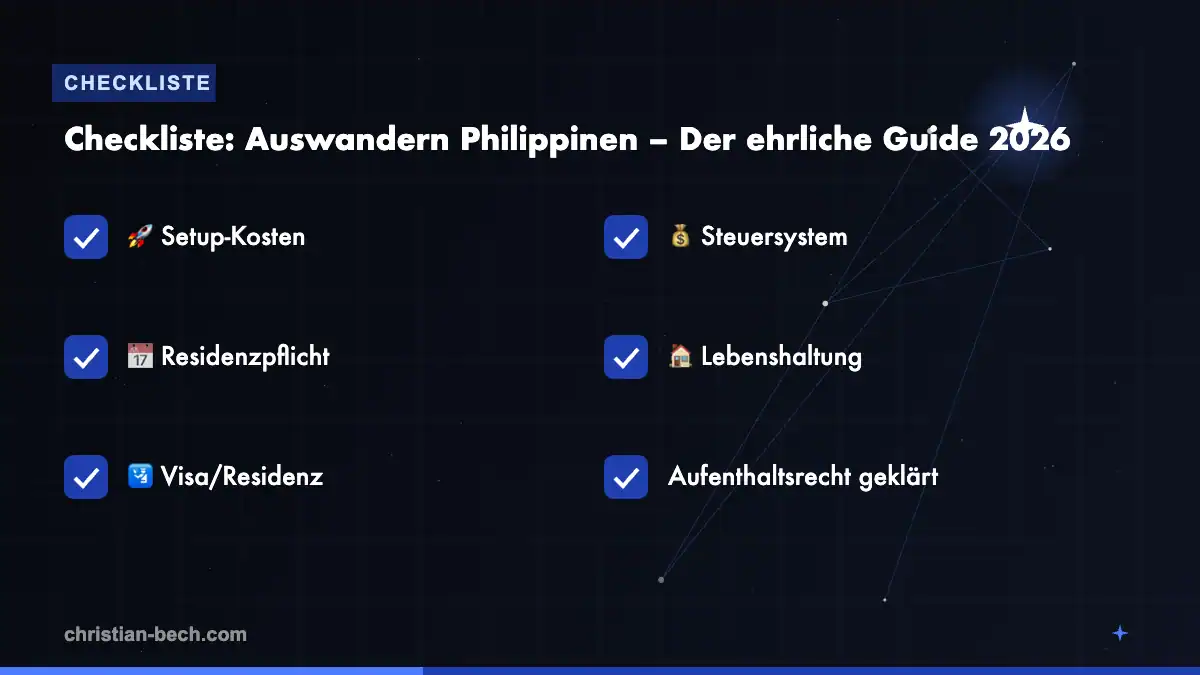 Auswandern Philippinen – Der ehrliche Guide 2026: Checkliste