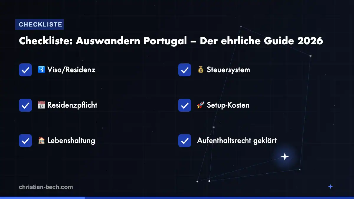 Auswandern Portugal – Der ehrliche Guide 2026: Checkliste