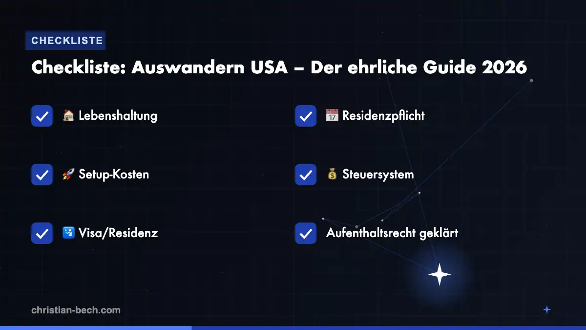 Auswandern USA – Der ehrliche Guide 2026: Checkliste
